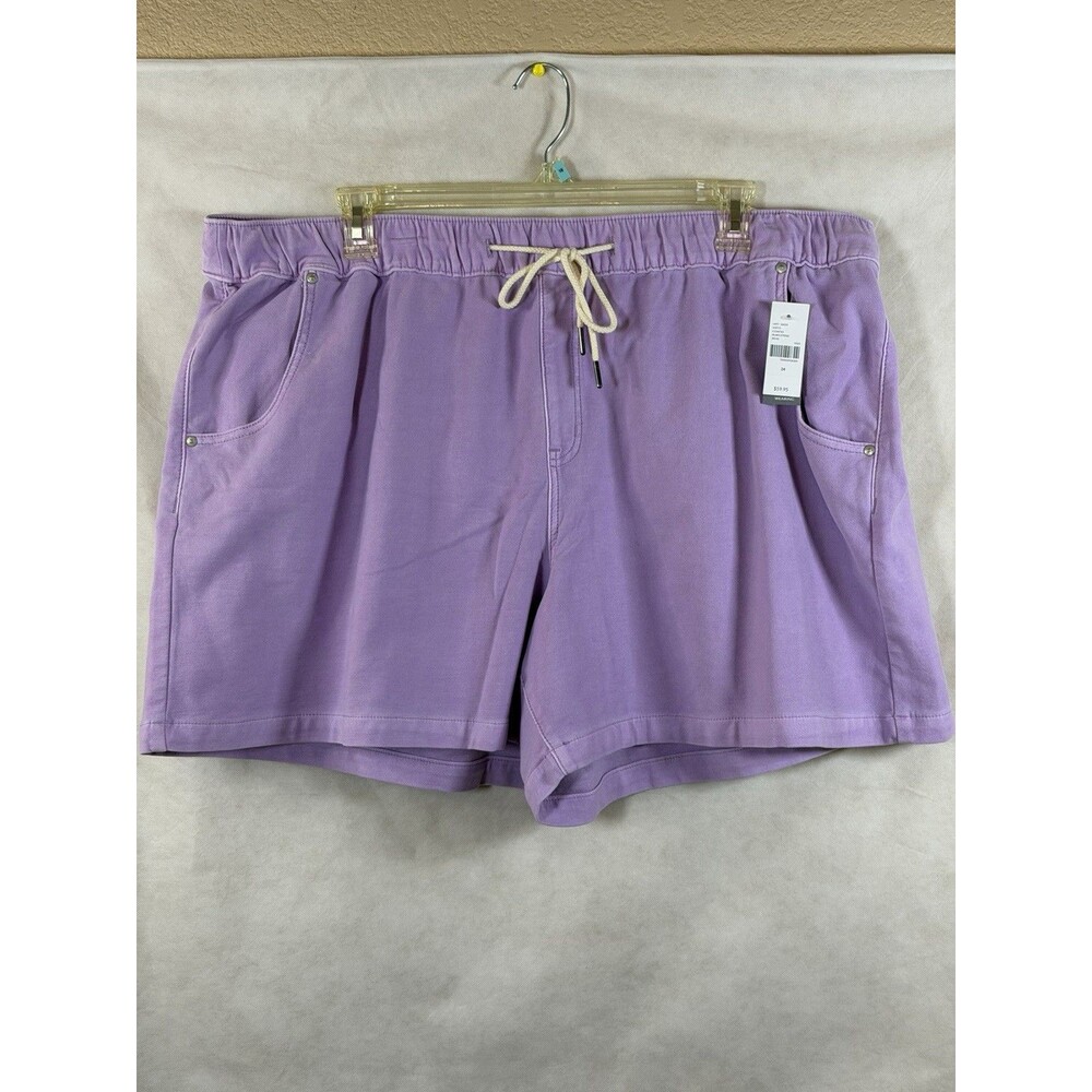 Lane Bryant Pull-On Knit Denim Shorts Women's Size 24 Purple High Rise NW 410672 - Picture 2 of 13